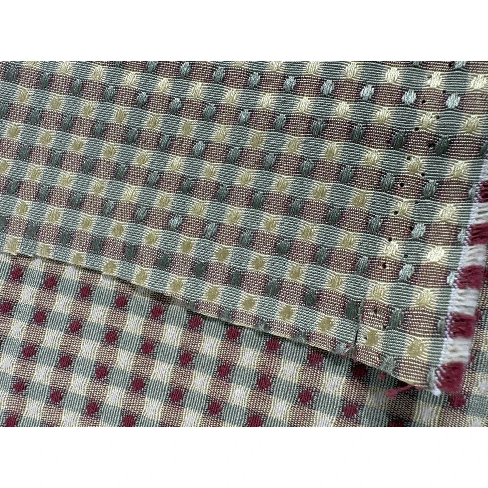 Fabric Vintage Gold Green Rust Check Reversible Remnant 54